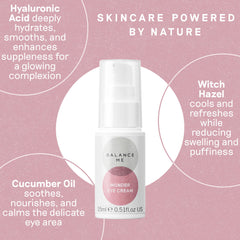 Balance Me Wonder Eye Cream — aperçu emballage et flacon naturel