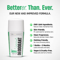 Déodorant Bali Secrets sans aluminium, formule douce pour les peaux sensibles.
