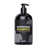 Ballsy Goodhead Shampoo bottle being poured for a refreshing cleanse with tea tree scent