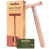 Rasoir Bambaw sécurité femme rose doré, emballage élégant prêt à offrir.