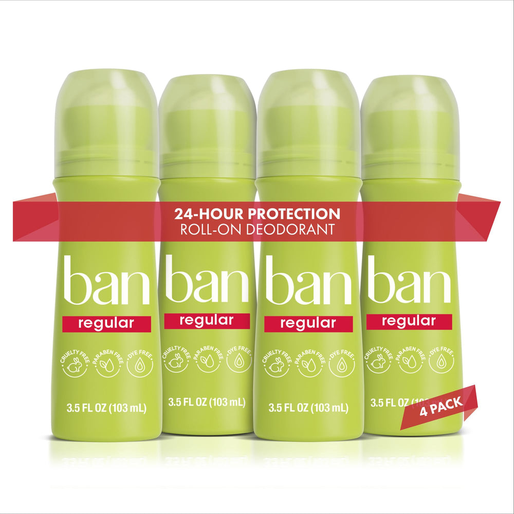 Ban Desodorisant Roll-On Invisible : bouteille transparente sans traces visibles