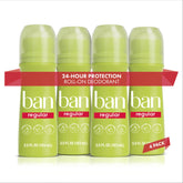 Ban Desodorisant Roll-On Invisible : bouteille transparente sans traces visibles