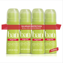Ban Desodorisant Roll-On Invisible : bouteille transparente sans traces visibles