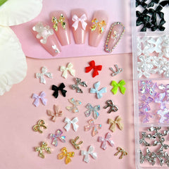 BANA ART charms bow ongles dorés et argentés, allure chic et durable