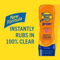 Banana Boat Sport SPF50 : protection UVA/UVB à large spectre pour le plein air.