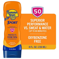 Banana Boat Sport SPF50 : application rapide et sans traces sur la peau.