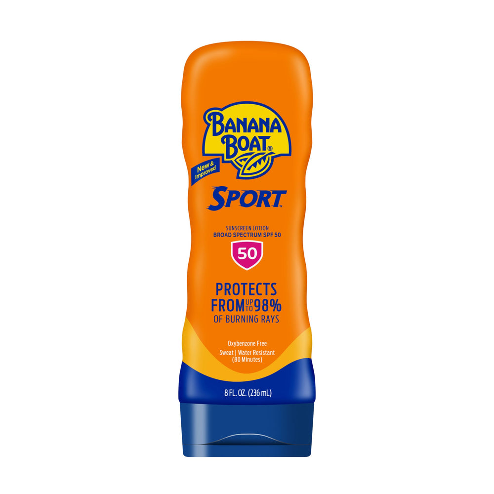 Banana Boat Sport SPF50 : bouteille prête pour les activités extérieures.