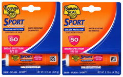 Baume lèvres Banana Boat Sport SPF50, tube compact pour hydrater et protéger les lèvres.
