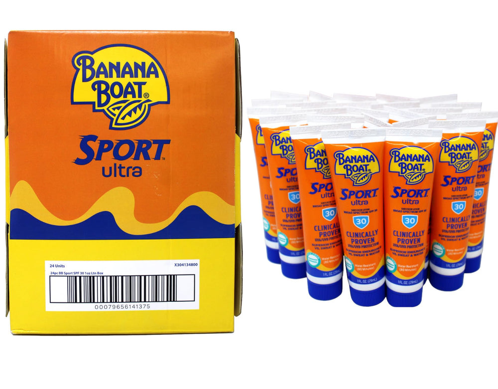 Banana Boat Sport Ultra SPF 30 – bouteille 1oz, protection rapide en voyage.
