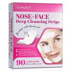 Bandes nez charbon naturel — ensemble 30 nez et 60 visage pour nettoyage en profondeur.