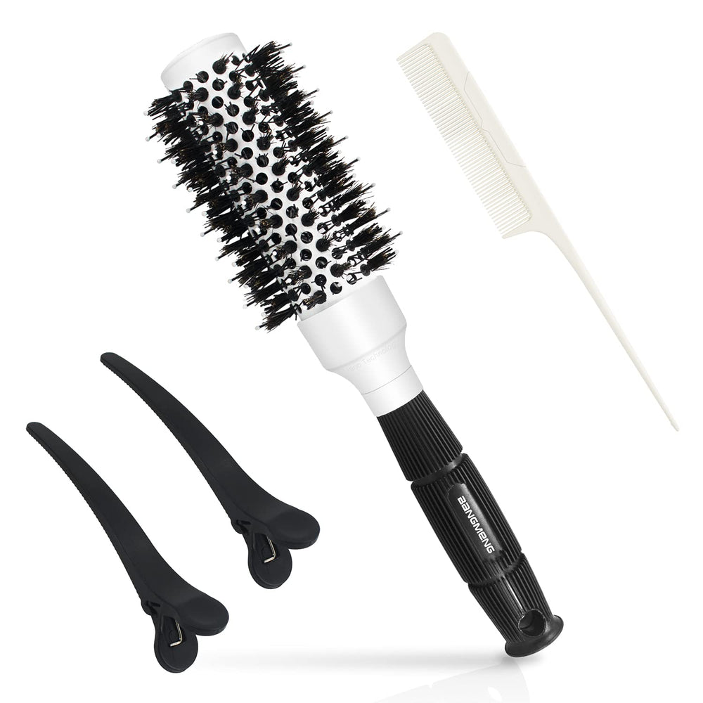 BangMENG brosse ronde 2,54 po avec poils et barillet 1,3 po pour démêlage doux
