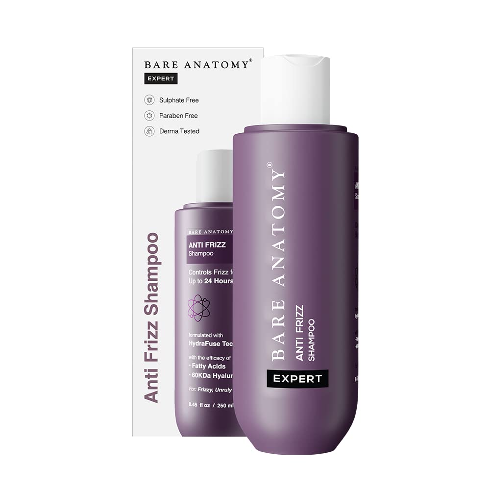 Bare Anatomy shampooing : bouteille anti-frisage pour cheveux lisses et brillants.