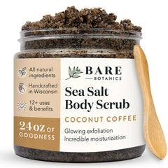 Bare Botanics Gommage Coco Café : pot pratique pour exfolier en douceur et révéler l'éclat.