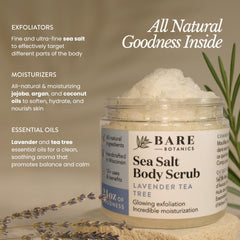 Texture exfoliante avec sel marin fin et ultra-fin du gommage Bare Botanics