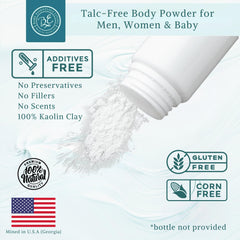 Bare Essentials Living poudre déodorante kaolin pour une fraîcheur naturelle.