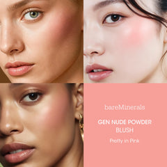 BareMinerals Gen Nude Poudre Blush – fini doux-mat qui s’estompe sans trace.