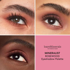 Palette Rosewood de bareMinerals – longue tenue et pratique pour yeux sensibles.