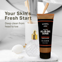 Barrel & Oak walnut shell powder texture for gentle daily exfoliation
