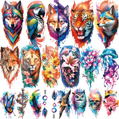 Basifa – tatouages temporaires avec motifs fleurs et animaux, pour un style éphémère.
