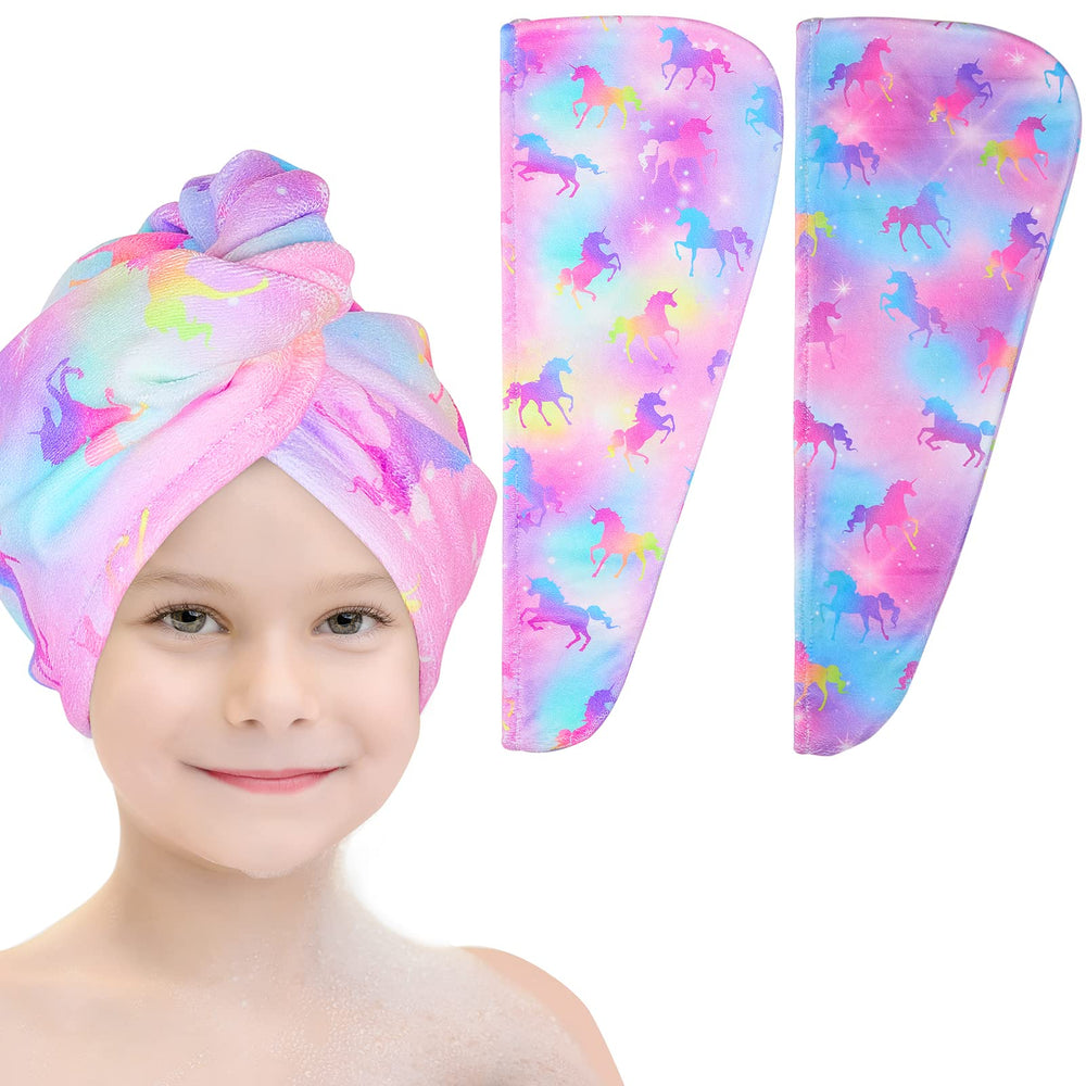Basumee serviette microfibre licorne: absorption rapide pour cheveux mouillés des enfants.