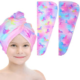 Basumee serviette microfibre licorne: absorption rapide pour cheveux mouillés des enfants.