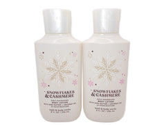 Bath & Body Works Snowflakes & Cashmere: flacons hydratants et parfum subtil pour hydratation quotidienne.