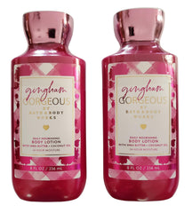 Flacon Bath & Body Works Gingham Gorgeous, hydratation légère et parfum floral agréable.