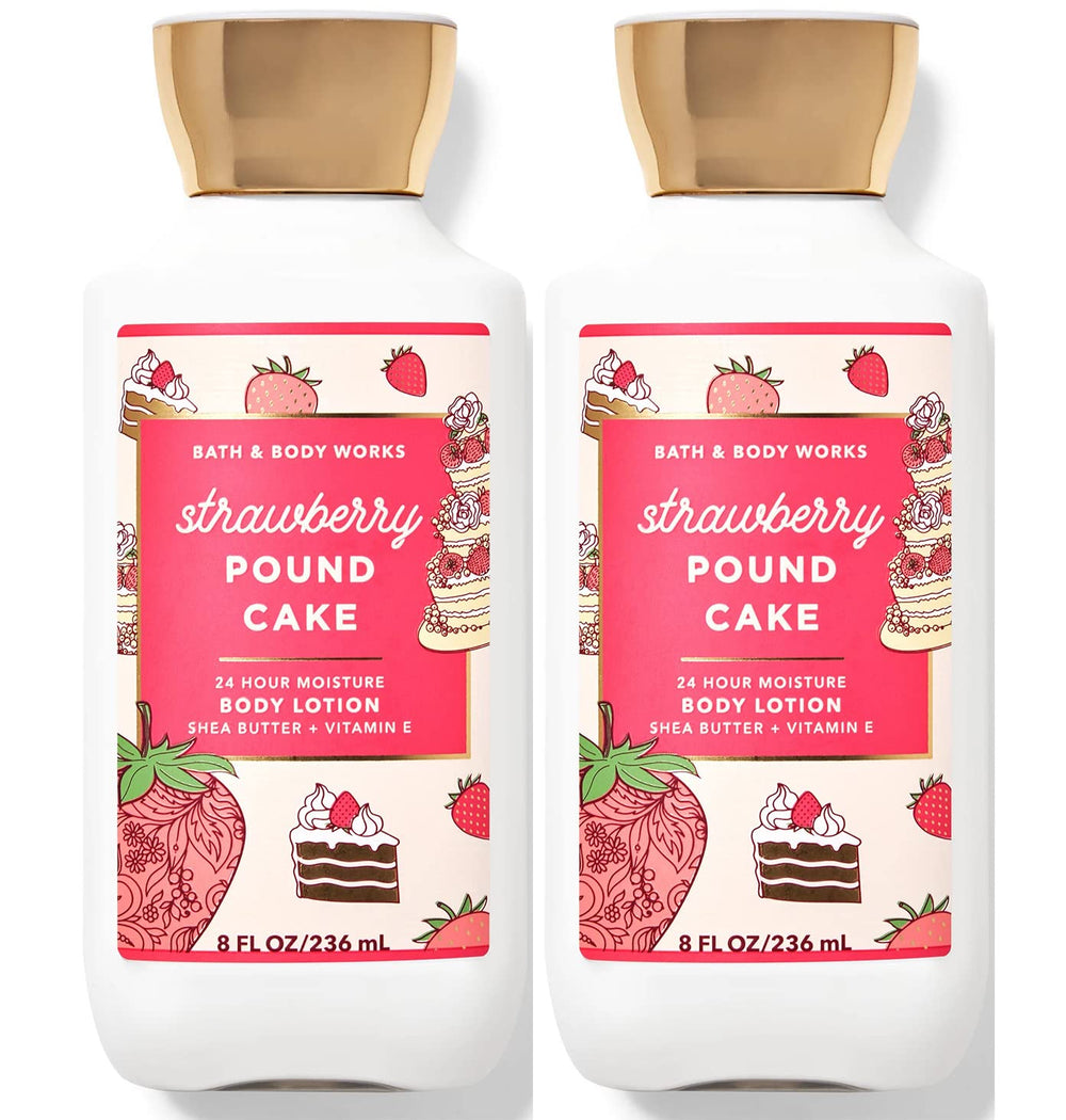 Bath & Body Works duo de lotions 8 oz Fraise Pound Cake, hydratation nourrissante pour la peau