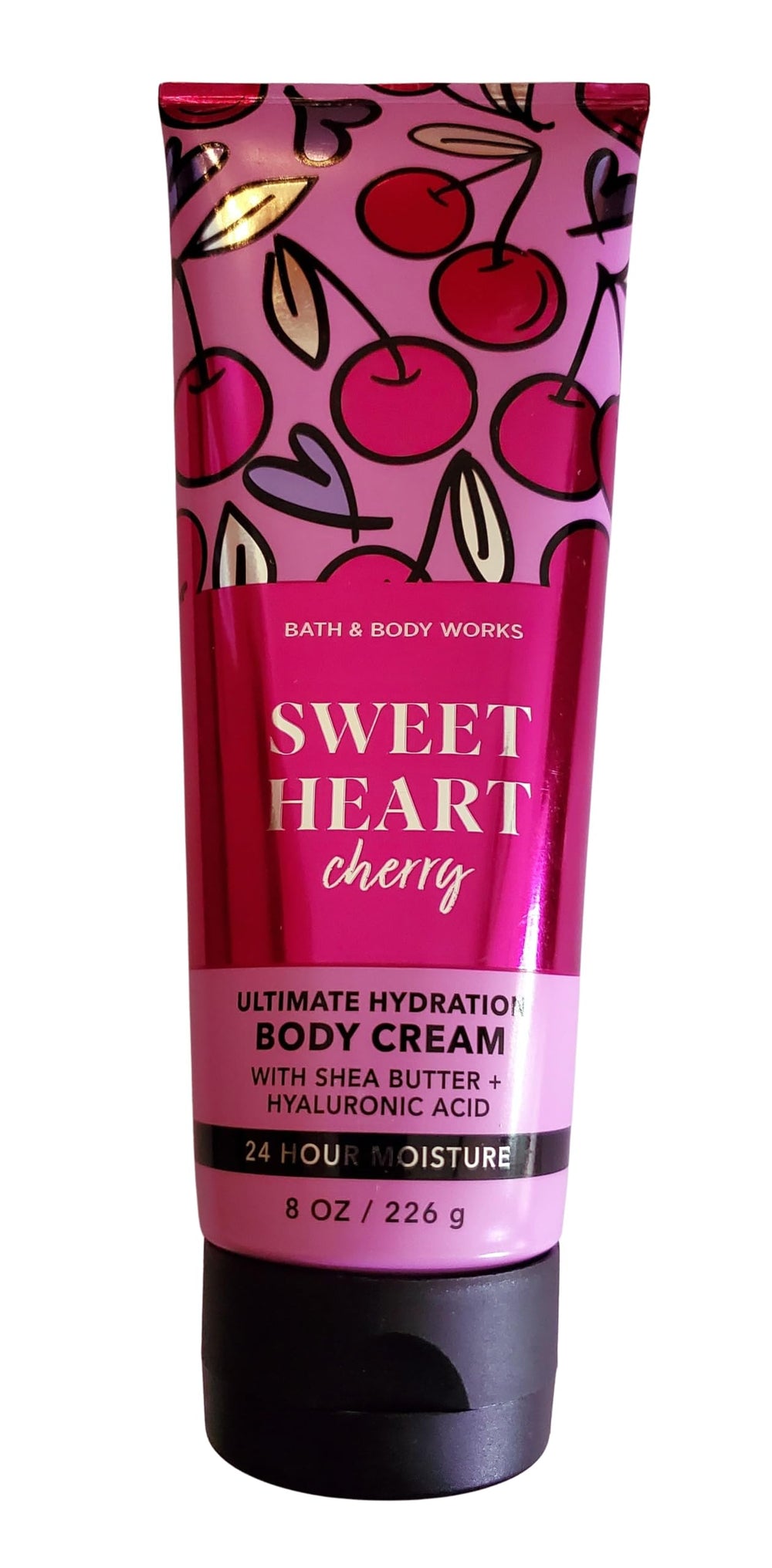 Bath & Body Works Sweetheart Cherry cream jar nourishes skin with hyaluronic acid.