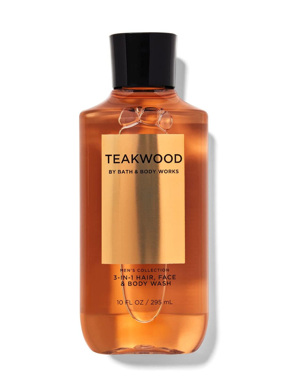 Bath & Body Works Bourbon Teakwood 3-en-1, bouteille, hydratation pour cheveux, visage et corps.