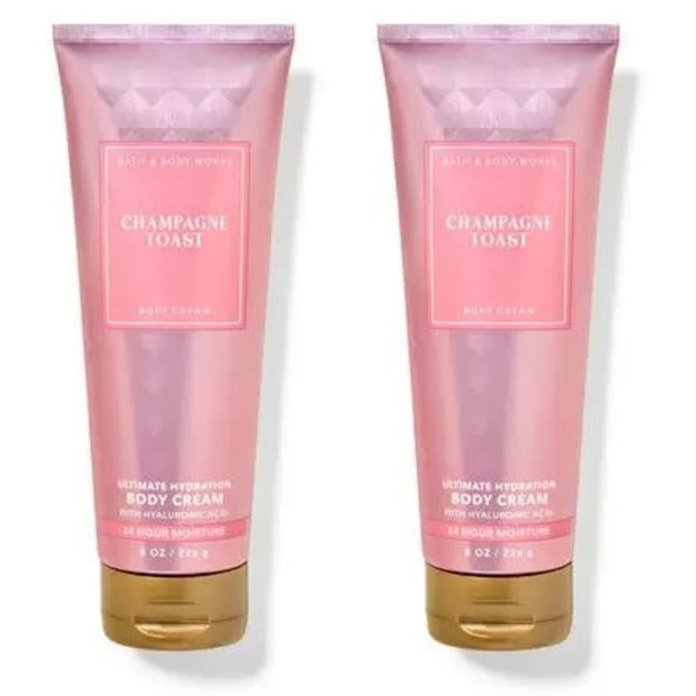 Crème Bath & Body Works Champagne Toast duo 8 oz, hydratante et parfumée.