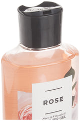 Bath & Body Works Rose Shea & Vitamin E Shower Gel bottle on packaging display.