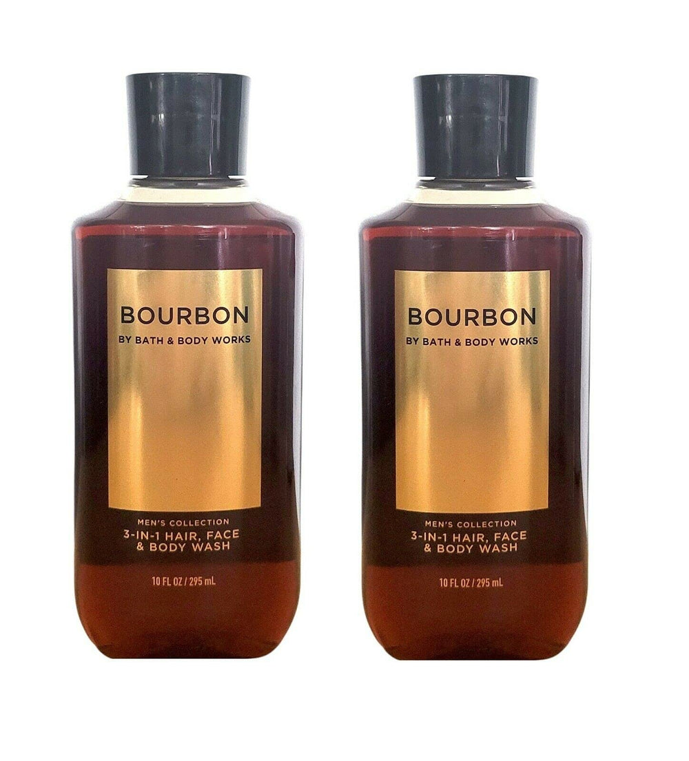 Bath & Body Works Bourbon 3-en-1: flacon pratique pour cheveux, visage et corps.