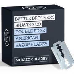 Battle Brothers Double Edge 50-pack prêt pour un rasage précis et durable.