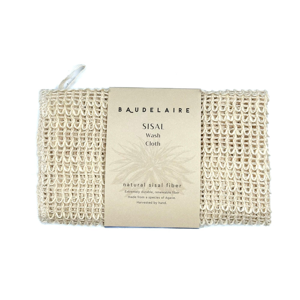 Baudelaire lingette sisal exfoliante, vue frontale, exfolie en douceur pour peau sensible.