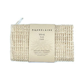 Baudelaire lingette sisal exfoliante, vue frontale, exfolie en douceur pour peau sensible.
