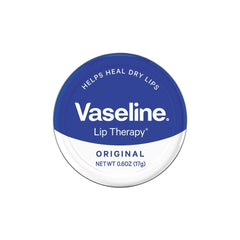 Baume Vaseline pour lèvres dans boîte métallique, hydratation durable.