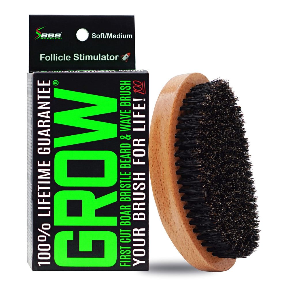 BBS Best Beard Stuff – brosse barbe poils de sanglier naturels pour un soin nourrissant.