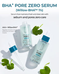 Pipette du BE THE SKIN Pore Zero délivrant des gouttes exfoliantes pour une peau éclatante.