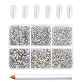 BEADSLAND strass flatback pour ongles cristal, rangés par tailles pour une application précise.