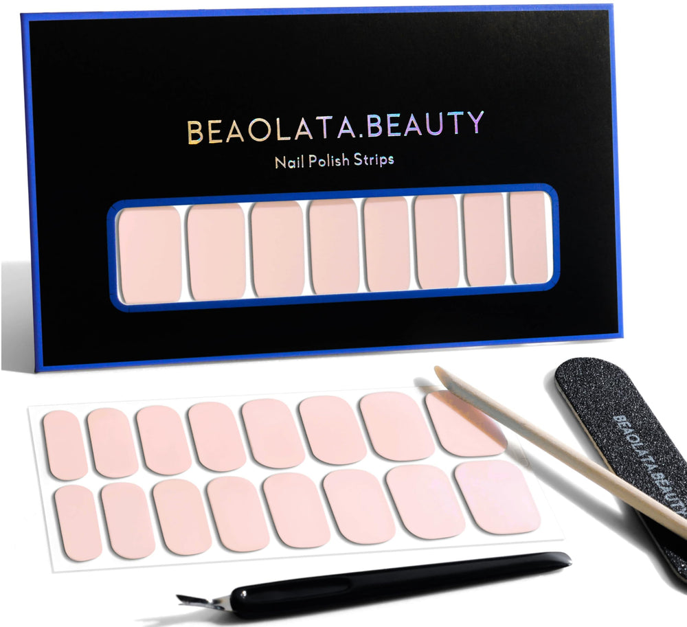 Beaolata bandes ongles rose doux, 32 pièces, application rapide sans UV.