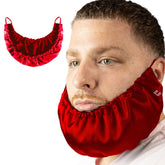 Beard Bonnet satin noir porté sur barbe pour retenir les huiles essentielles.