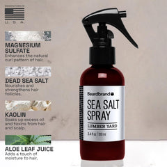 Beardbrand Spray sel marin apporte texture cheveux pour style décontracté.