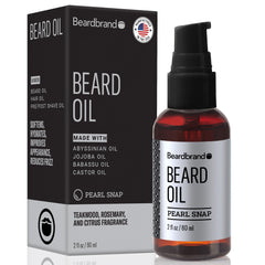 Beardbrand huile barbe jojoba vitamine E, bouteille 2 oz, adoucit les poils et nourrit la peau.