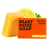 Beast Mode Savon pour Homme: barre citron-feuille, énergie matinale grâce au parfum frais.