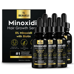 Beaueli Minoxidil 5% flacon 30 ml, application ciblée sur le cuir chevelu.