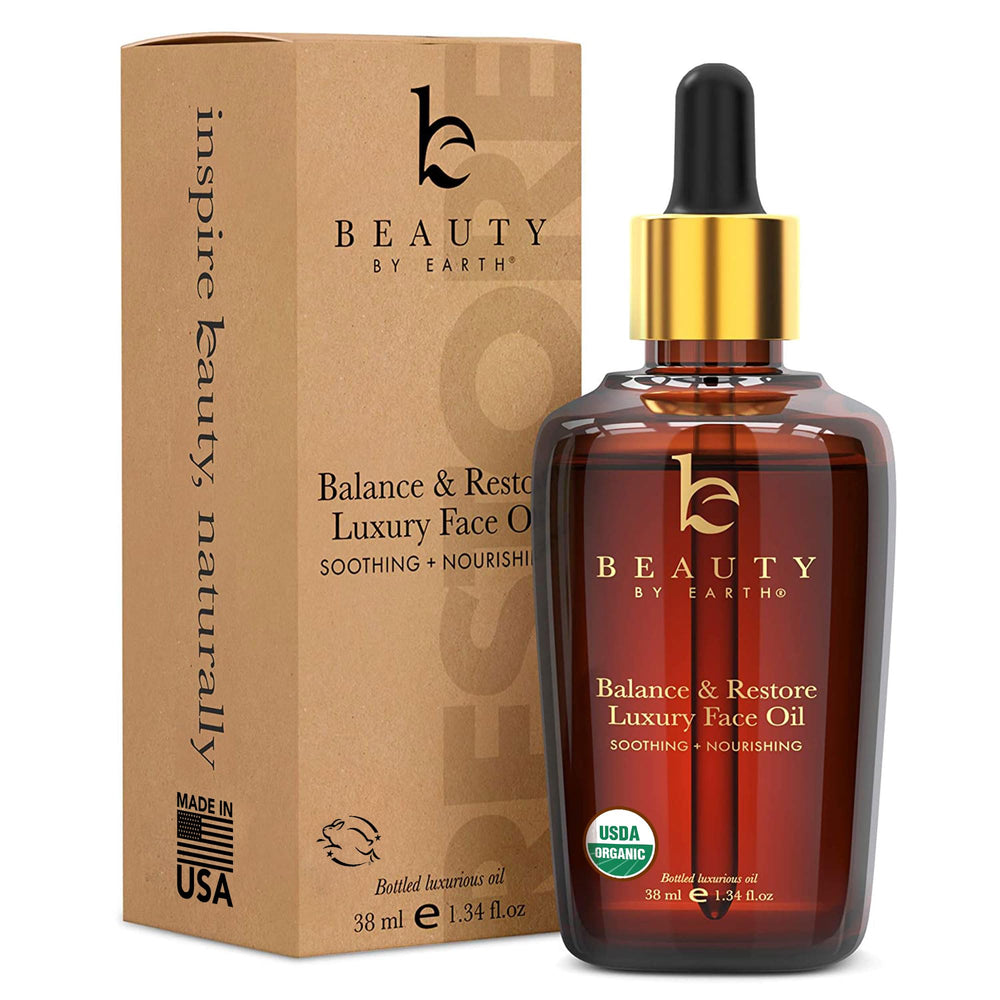 Beauty by Earth Huile Visage équilibre – bouteille montrée, peau équilibrée
