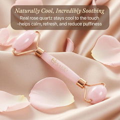 Beauty by Earth Rouleau visage quartz rose en action pour massage du visage