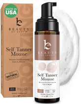 Beauty by Earth Self Tanner Mousse : bouteille en gros plan pour une application naturelle et sans traces.