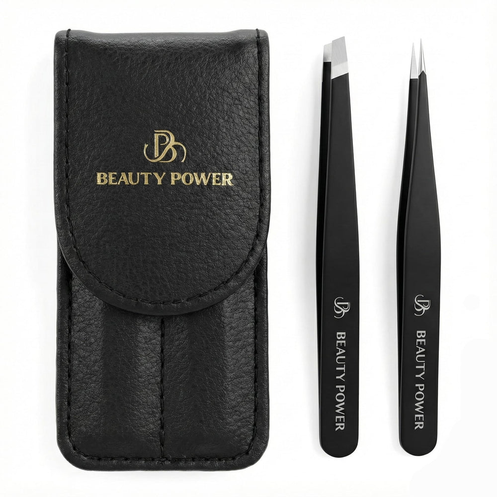 Beauty Power Tweezers avec lames inclinées pour précision des sourcils.